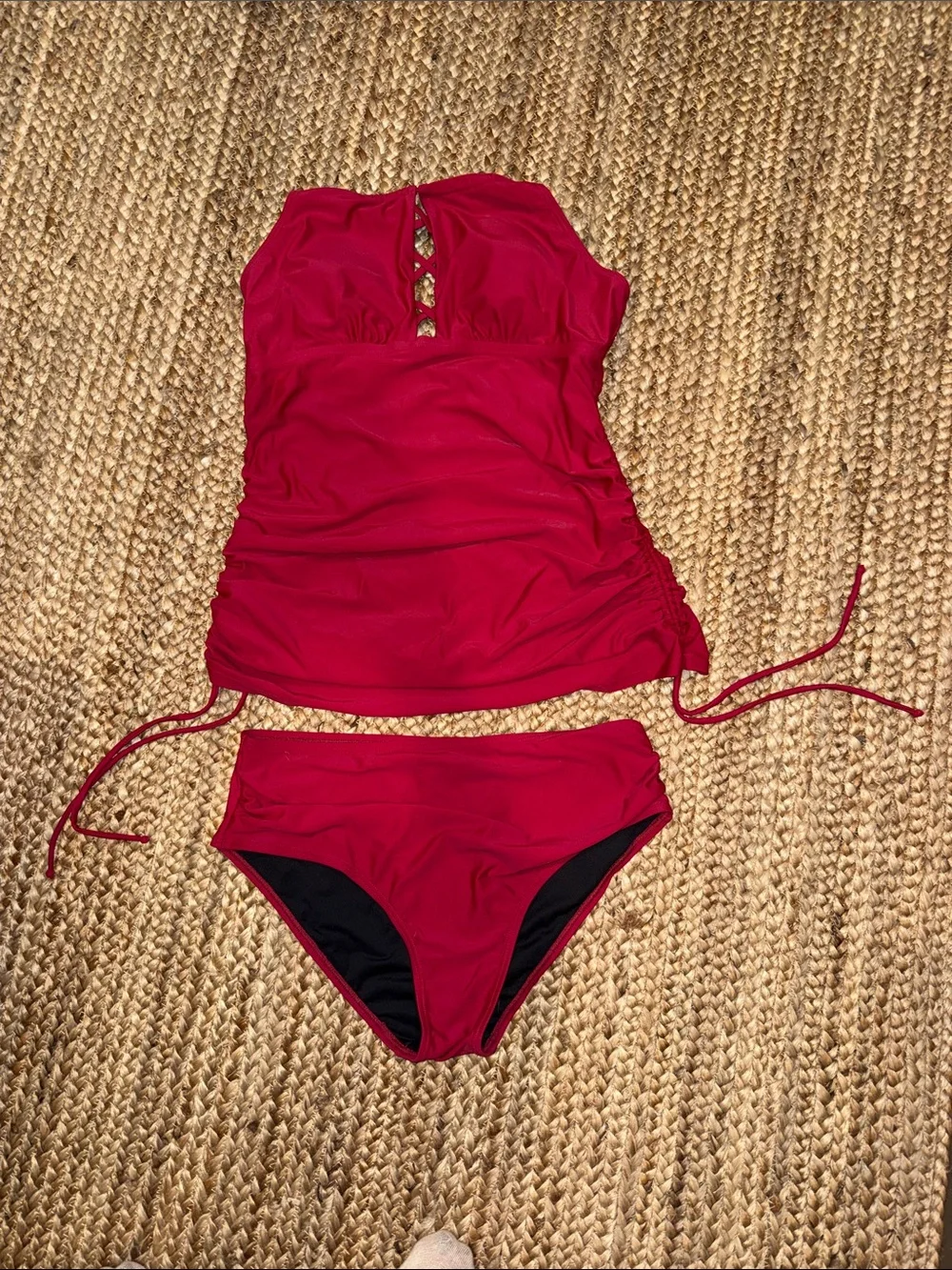 Red Women's Tankini Swim Set - Classic Two-Piece Swimwear